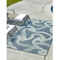 thumbnail image 3 of Unique Loom Outdoor Coastal Collection Area Rug - Tethered (4' x 6' Rectangle Navy Blue/Ivory), 3 of 12