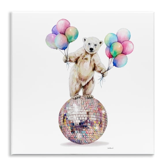 Stupell Industries Polar Bear & Balloons Animals Painting Unframed Art Print Wall Art, 12 x 12