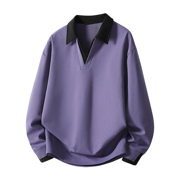pstuiky Camisas para hombre de manga larga, Sudadera con capucha informal de manga larga con solapa y bloques de color para hombre camisetas de hombre l