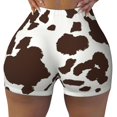 thumbnail image 2 of Balery Brown Cow Pantalones cortos de entrenamiento estampados para mujer, sin costuras, ajustados, para gimnasio, yoga, correr, deportes, ejercicio activo, fitness.-Medium, 2 of 8