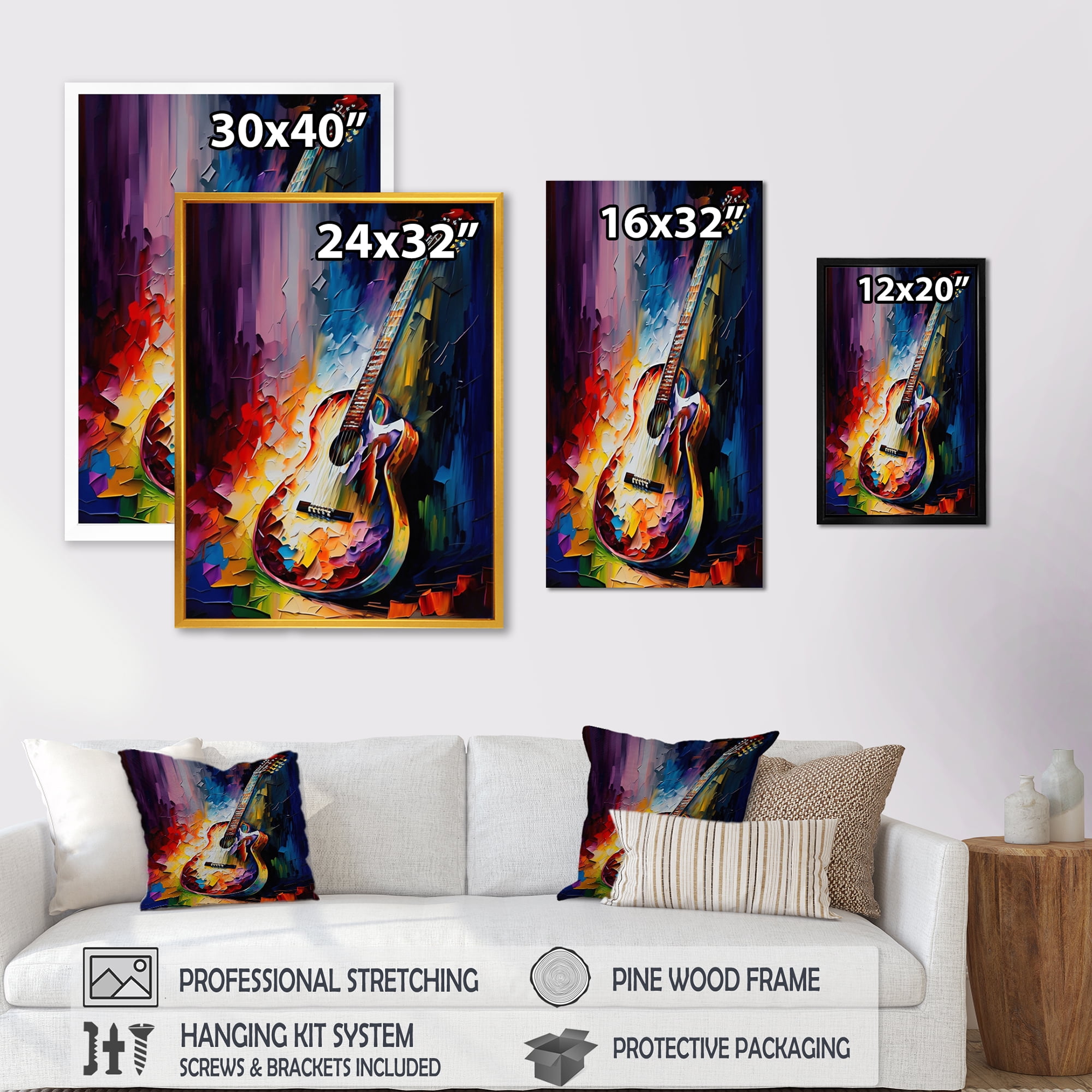 Designart Guitar On Stage I Canvas Wall Art
