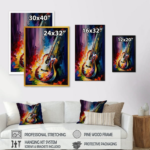 Designart Guitar On Stage I Canvas Wall Art - Walmart