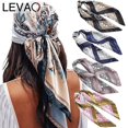 thumbnail image 2 of LEVAO Flower Print Turban Headband Headwear 90*90cm Hair Scarf Headwrap for Women Square Satin Bandana Ribbon Hair Accessories, 2 of 4