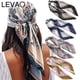thumbnail image 2 of LEVAO Flower Print Turban Headband Headwear 90*90cm Hair Scarf Headwrap for Women Square Satin Bandana Ribbon Hair Accessories, 2 of 4