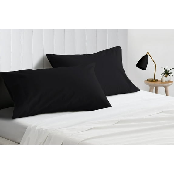 Egyptian Cotton Euro Sham 26X26 Size Pillow Covers Solid 600 Thread Count Sateen Ultra Soft Long Stable Cotton Comfortable Bed Pillow Cover (Set of 2, Black)