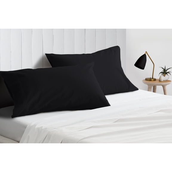 Queen Pillowcase Size Black Soft Brushed Pillow Cover Microfiber Hotel Luxury Fade Wrinkle Stain Resistant Bedding