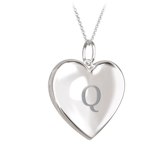 Initial Heart Locket Necklace in 10K White Gold