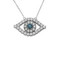 thumbnail image 2 of CUBIC ZIRCONIA EVIL EYE NECKLACE IN 14K WHITE GOLD :  Pendant with 22" chain, 2 of 2