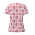 thumbnail image 3 of Uemuo Strawberries Drawing Women's Deep V-Neck Low Cut Tops - Casual Loose Fit with Stainless Steel Loop, Soft, Breathable, Perfect for Office, Travel, and Daily Wear-Small, 3 of 5
