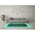thumbnail image 3 of Ahgly Company Indoor Square Oriental Turquoise Blue Traditional Area Rugs, 8' Square, 3 of 4
