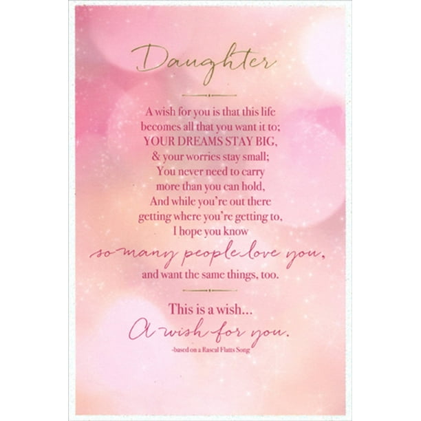 Pictura Daughter A Wish For You Graduation Congratulations Card Walmart Com