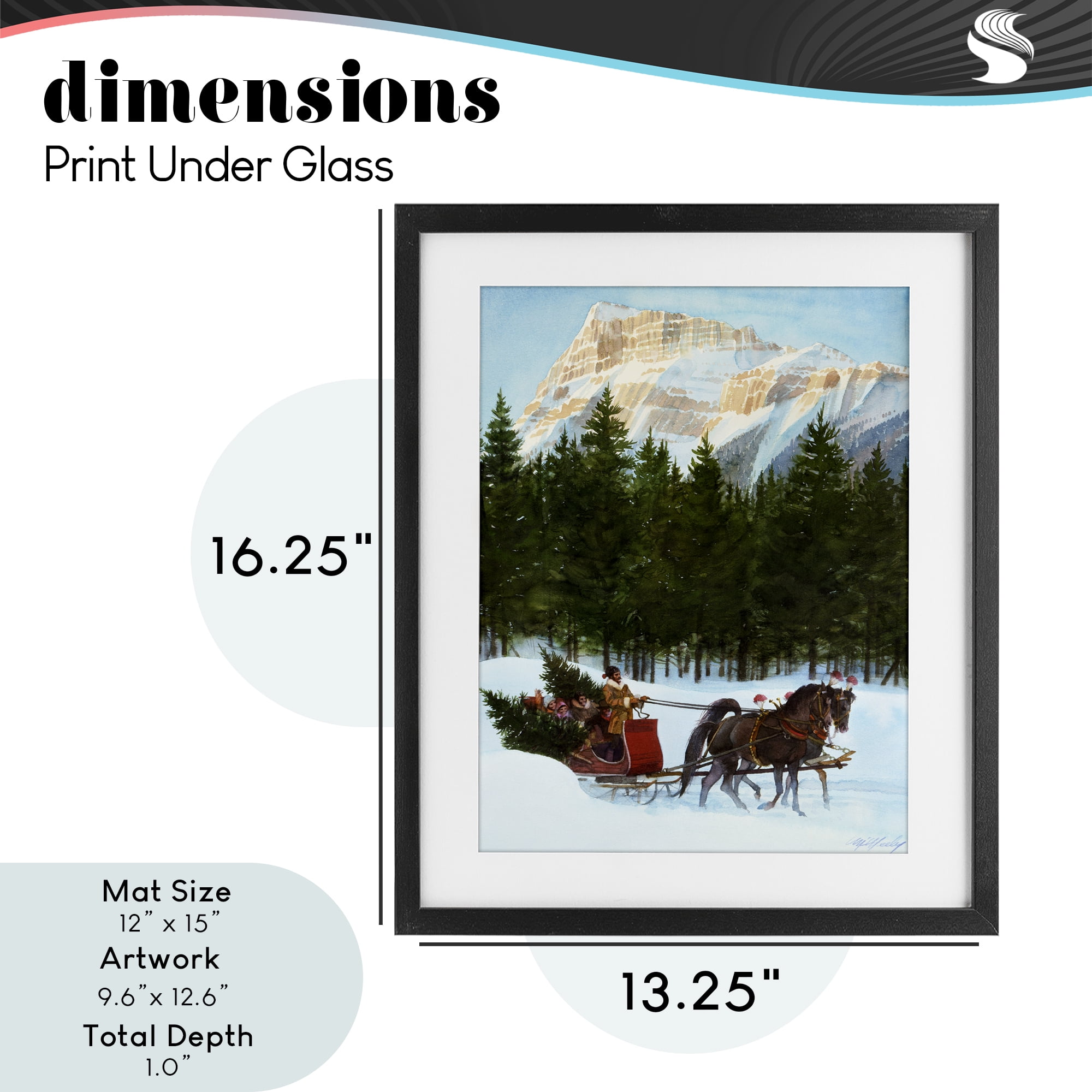 Sleigh Ride Carrying Trees Black Framed Print Under Glass, design by Wind River Studios