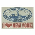thumbnail image 1 of Retro Poster Cutting Board, Vintage I Love New York with of Liberty Grunge Rubber Stamps Design, Decorative Tempered Glass Cutting and Serving Board, Small Size, Blue Orange, by Ambesonne, 1 of 1