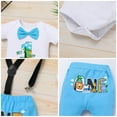 thumbnail image 5 of IBTOM CASTLE Baby Boys Jungle Theme My 1st Birthday Outfit Romper+Pants+Suspenders+Headband 4Pcs Photoshoot Cake Smash Outfit 6-12 Months Blue, 5 of 8