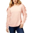 thumbnail image 2 of maison Jules Sudadera con volantes para mujer, rosa, pequeña maison Jules Camisa de entrenamiento, 2 of 2