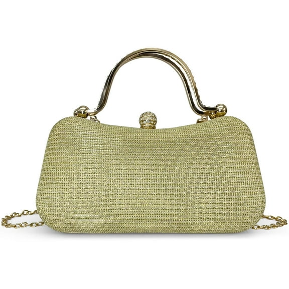 Geiomoo Evening Purses with Rhinestone Handle, Women Shoulder Handbag Clutch Bags for Wedding Prom Party