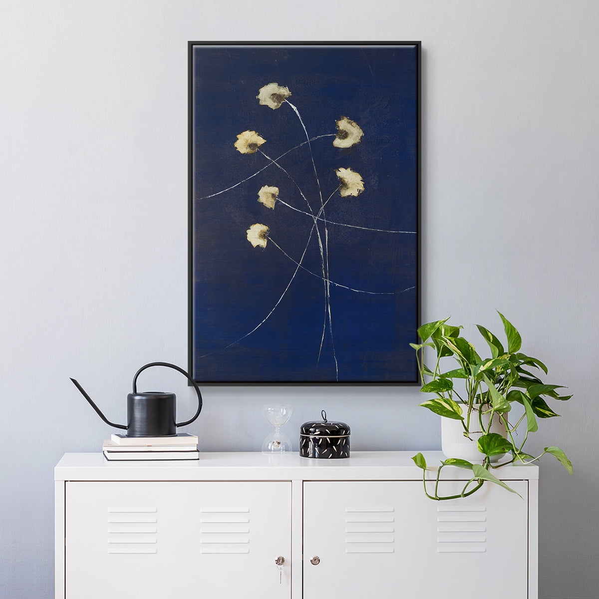 Indigo 2 Framed Premium Gallery Wrapped Canvas - Ready to Hang - 17 x 25 - Black Floating Frame