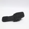 thumbnail image 4 of AVRNLIQ Womens Polka Dot Twist Knot Slide Sandals Square Open Toe Flat Slip On Casual Summer Black Shoes,Size 6, 4 of 9