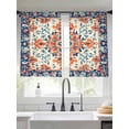thumbnail image 4 of Sheer Curtains 45 Inches Long, Orange Blue Ethnic Light Filtering Window Curtains for Living Room/Bedroom, Boho Vintage Geometric Art Rod Pocket Voile Sheer Curtain Drapes, 52"W x 45"L, 2 Panels, 4 of 8