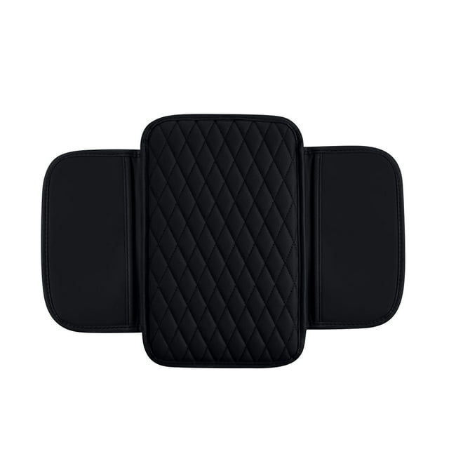 Black Car Armrest Box Cushion Multifunctional Storage Bag Leather Center Console Pad With Non Slip Base And Extra Height For Vehicle Comfort 0.44 Lb