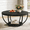 Dark Black, variant on Fnova Coffee Table with 2 - Tier Storage, 32" Round Wood Coffee Table with Metal Legs, Modern Rustic Style Center Table for Living Room, Warm Brown and Black