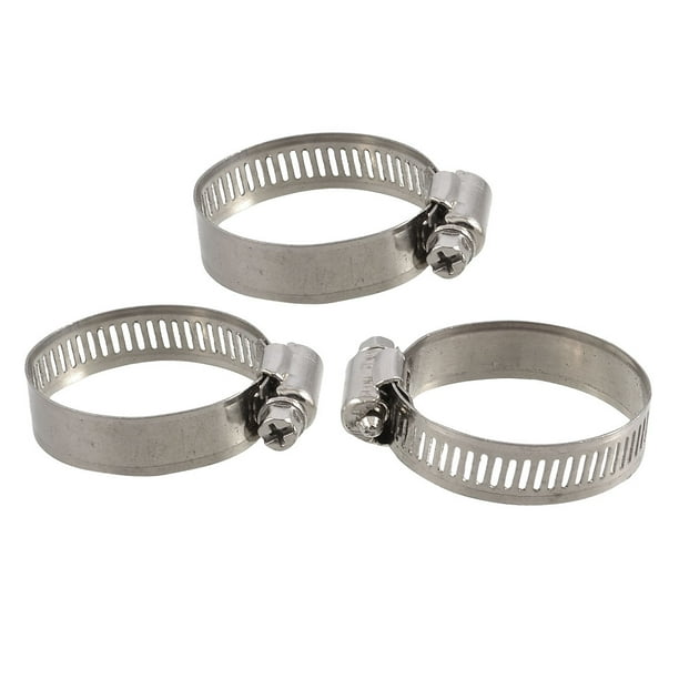 Unique Bargains 3 x Stainless Steel 21mm to 44mm Hose Pipe Clamps Clips