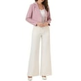 thumbnail image 2 of INSPIRE CHIC Women's Long Sleeve Open Front Notched Lapel Business Cropped Blazer Jackets M Pink, 2 of 6