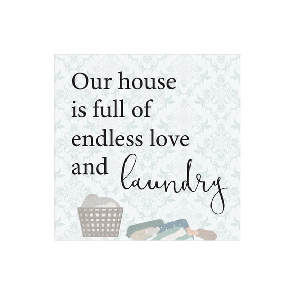 Endless Love Laundry Mint Damask Basket 12 x 12 Wood Wall Sign Plaque