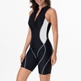 thumbnail image 6 of FAHXNVB Sleeveless Womens Boyleg One Piece Swimsuit Half Zip Front Color Block Bathing Suit Fashion Athletic Surfing Swimwear, 6 of 7