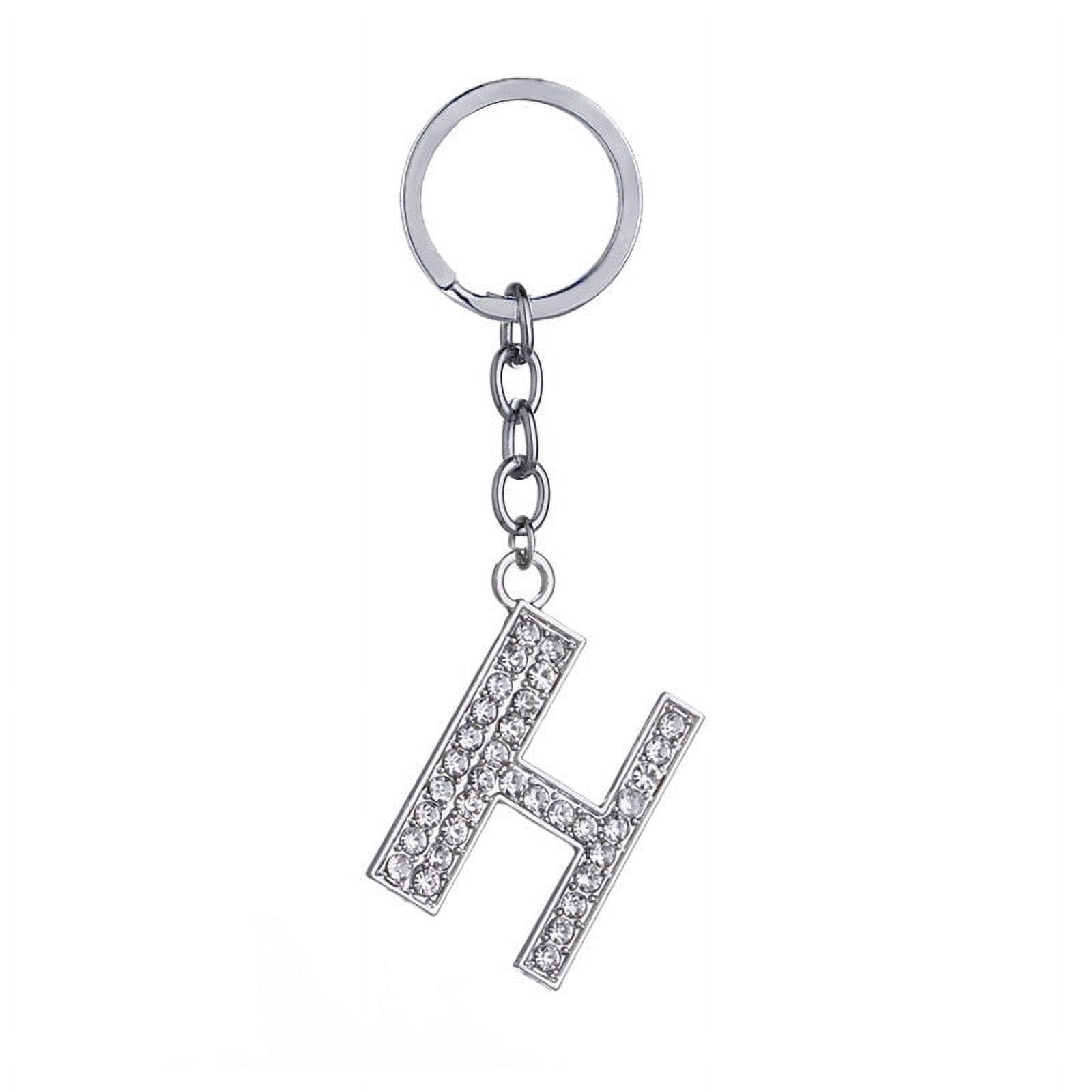 Unisex Keychain Zinc Alloy Diamond Letter Pendant Creative Heart Shaped Metal Key Ring Individually Packed Key