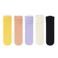 thumbnail image 5 of ZACPNCV 5 Pair Girls Ruffle Socks Cute Frilly Crew Socks for Toddler Kids Breathable Ribbed Knit Ankle Socks School Uniform Socks A-Yellow, 5 of 6