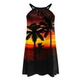 thumbnail image 4 of Penkiiy Womens Sleeveless Coconut Print Beach Tank Dress Casual Crew Neck Sundress Summer Ruffle Swing Dresses XL Yellow, 4 of 5