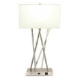 thumbnail image 2 of DecMode Modern Style Metal Table Lamp with Rectangular White Drum Shade, USB Plug & Power Outlet | 16” x 29”, 2 of 6