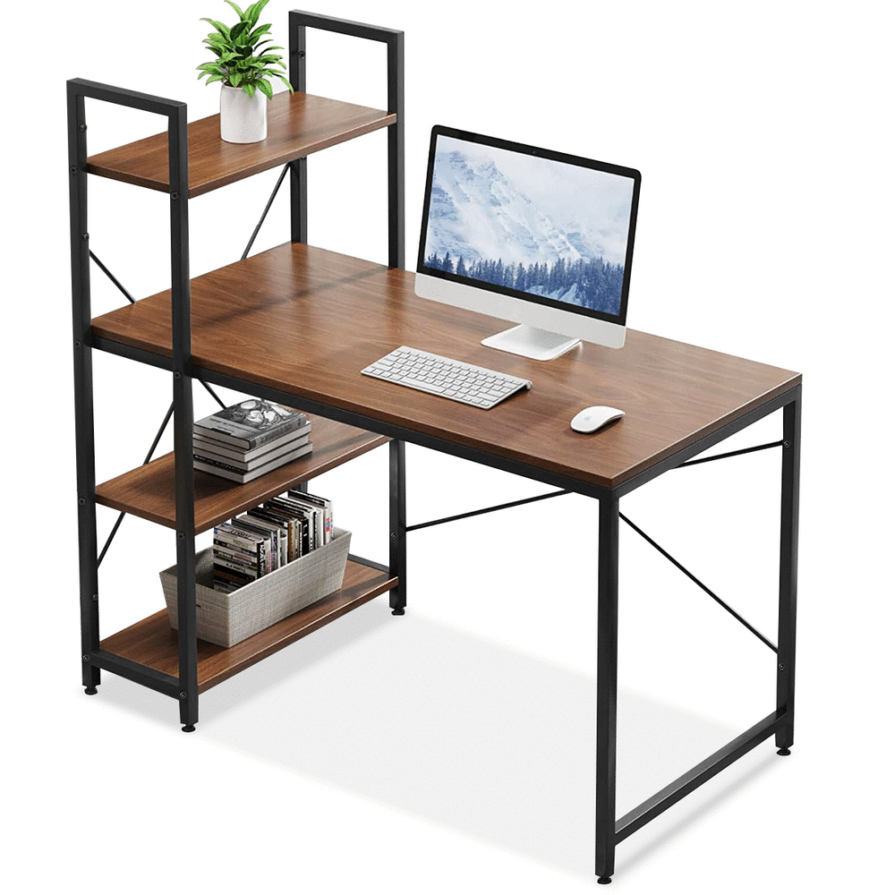 KYgoods 47.2 inch Computer Desk with 4 Tiers Shelves, Study Table