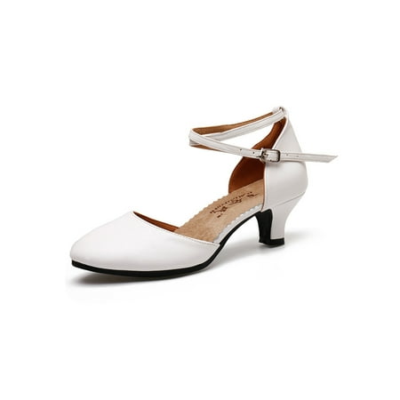 

Colisha Women s Dancing Shoes Tango Sandals Social Latin Shoe Dance Non-Slip Dress Pumps Ballroom White 3.5CM 5.5