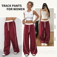 thumbnail image 2 of Women's Wide Leg Track Pants with Pockets, High Waisted Drawstring Sweatpants, Side Stripe Casual Lounge Workout Pants, 2 of 8