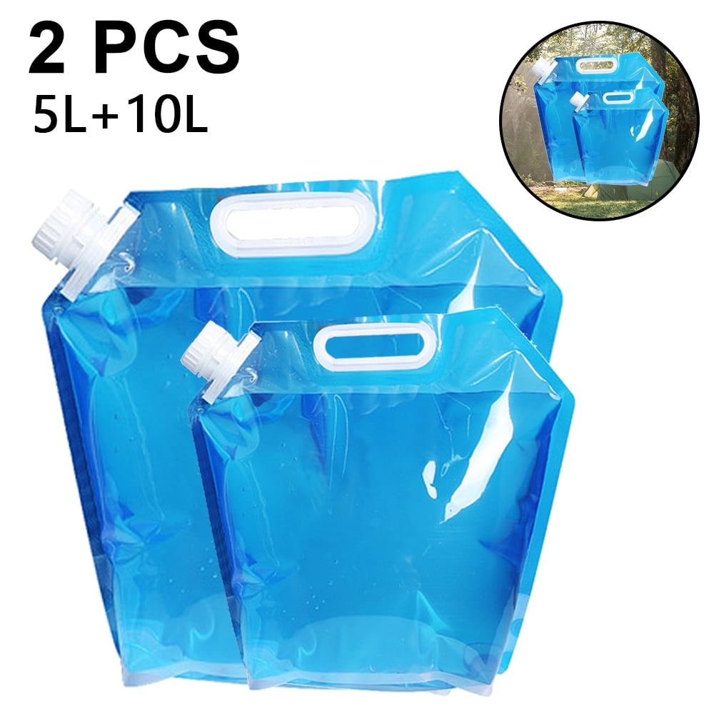 2PCS 10L Camping Foldable Water Storage Bottle Collapsible Bag Container Carrier 