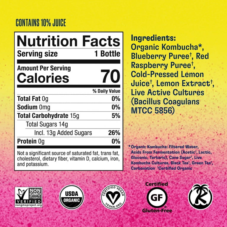 Health-Ade Probiotic Berry Lemonade Kombucha, 16 oz - Walmart.com