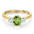 thumbnail image 3 of Gem Stone King 10K Yellow Gold Green Peridot and Sky Blue Aquamarine Engagement Ring for Women | 1.24 Cttw | Oval 7X5MM | Gemstone August Birthstone | Size 9, 3 of 6