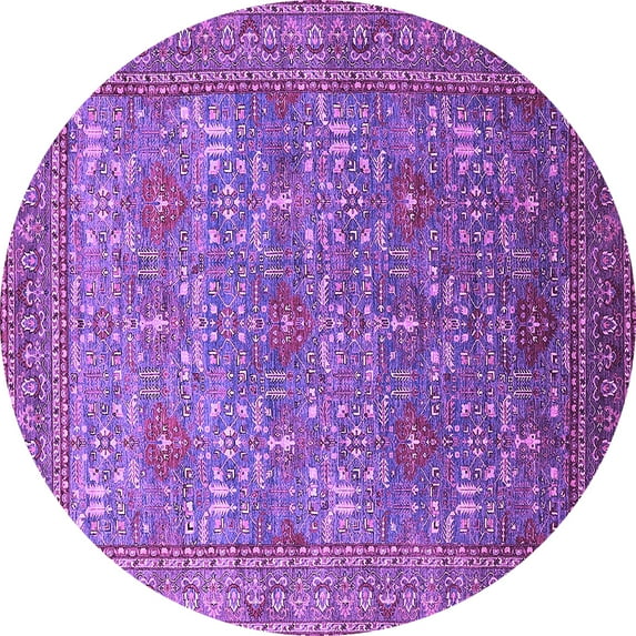 Ahgly Company Indoor Round Oriental Purple Industrial Area Rugs, 7' Round