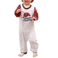 thumbnail image 2 of Christmas Family Pajamas Matching Set, Long Sleeve Letters Print T-shirt with Plaid Pants Sleepwear Loungewear, 2 of 6