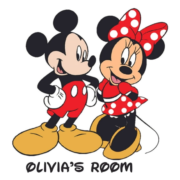 Minnie Polka Cartoon Customized Wall Decal - Custom Vinyl Wall Art - Personalized Name - Baby Girls Boys Kids Bedroom Wall Decal Room Decor Wall Stickers Decoration Size (30x30 inch)