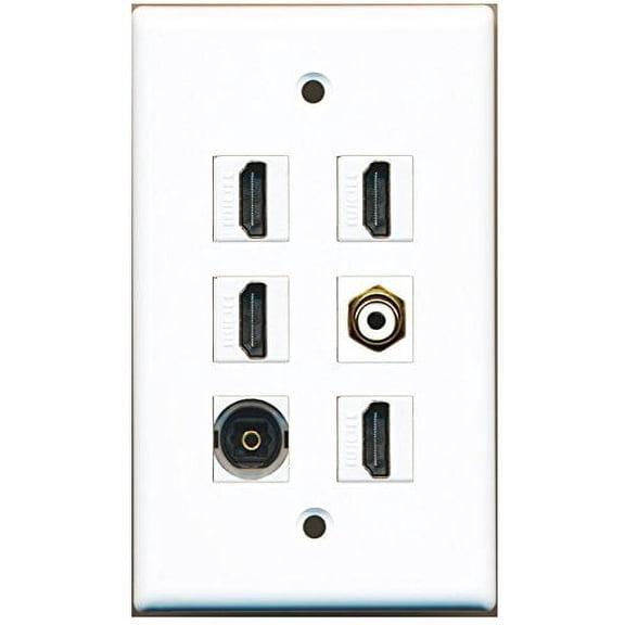 RiteAV - 4 HDMI 1 Port RCA White 1 Port Toslink Wall Plate