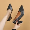 thumbnail image 6 of Purcolt Women's PU Leather Pumps Dressy Pointed Toe Slip on Block Heeled Shoes Formal Business Dress Shoes for Work Office Wedding, 6 of 9