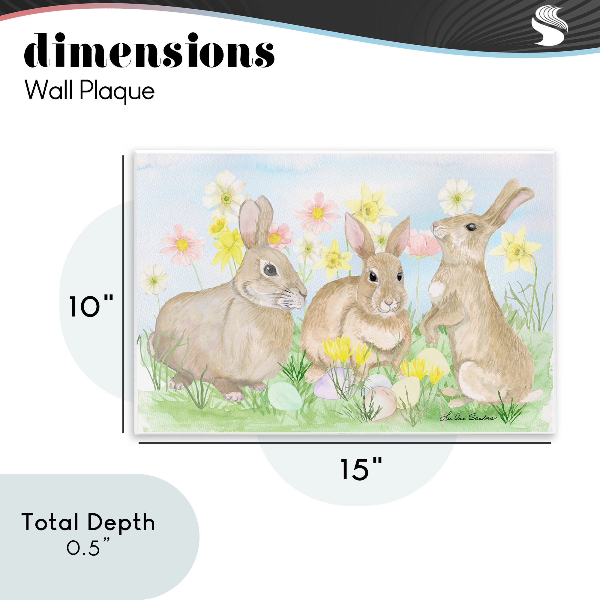 Three Bunnies In The Grass Wall Plaque Art, design by Lee Ann Sanders