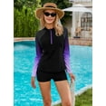 thumbnail image 7 of Charmo Women Two Piece Rash Guard Long Sleeve Zipper Swimsuits UV UPF 50+ Swim Shirt Bathing Suit with Boyshort Bottom, 7 of 7