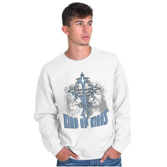 King of Kings Jesus Lion Christian Men's Crewneck Sweatshirt Brisco Brands S