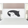 thumbnail image 1 of Animal Headboard, Contemporary Image of a Dog and Horse Hugging Loyal Friend Heads Print, Upholstered Decorative Metal Bed Headboard with Memory Foam, Full Size, Black White, by Ambesonne, 1 of 4
