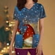 thumbnail image 1 of Pntutb Moda para mujer Camisetas de manga corta con cuello en V Uniforme de trabajo Estampado de Navidad con tops de blusa de bolsillo Pntutb Pntutb-3165, 1 of 5