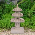 thumbnail image 6 of Fzaqwen Chinese Traditional Pagoda Figurine Solar Powered Resin Sculpture Outdoor Garden Light Gray, 6 of 9